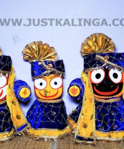 PREMIUM DRESS (NAVY BLUE & YELLOW WELBET CLOTH)  FOR SHRI CHATURTHA MAHAPRABHU FULL SET | Justkalinga.com.