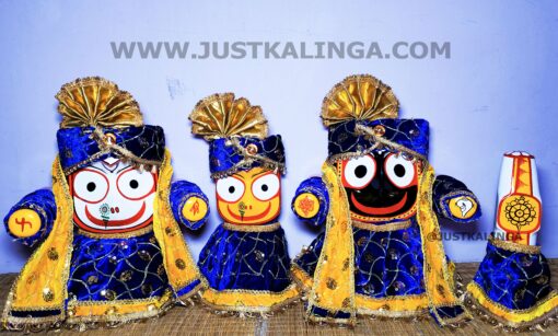 PREMIUM DRESS (NAVY BLUE & YELLOW WELBET CLOTH)  FOR SHRI CHATURTHA MAHAPRABHU FULL SET | Justkalinga.com.