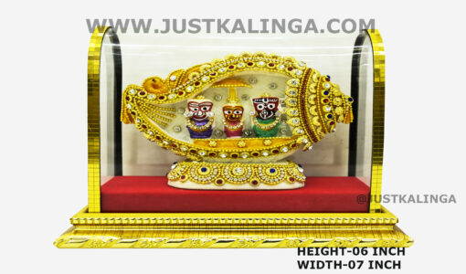 Shri Jagannath Mahaprabhu with sankha Glass framed Set Height-06 inch | Justkalinga.com.