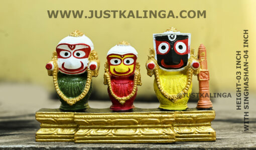 LAXMI RUPAM OF SHRI JAGANNATH MAHAPRABHU WITH PURE GOLD RATNA SINGHASHAN PINK STONE (HEIGHT-03 INCH) | Justkalinga.com.