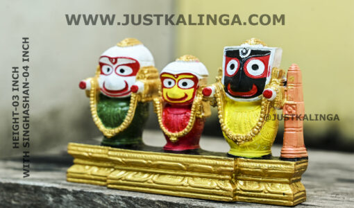 LAXMI RUPAM OF SHRI JAGANNATH MAHAPRABHU WITH PURE GOLD RATNA SINGHASHAN PINK STONE (HEIGHT-03 INCH) | Justkalinga.com.