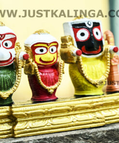 LAXMI RUPAM OF SHRI JAGANNATH MAHAPRABHU WITH PURE GOLD RATNA SINGHASHAN PINK STONE (HEIGHT-03 INCH) | Justkalinga.com.