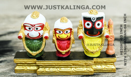 LAXMI RUPAM OF SHRI JAGANNATH MAHAPRABHU WITH PURE GOLD RATNA SINGHASHAN PINK STONE (HEIGHT-03 INCH) | Justkalinga.com.