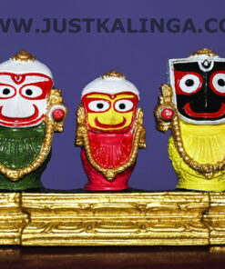 LAXMI RUPAM OF SHRI JAGANNATH MAHAPRABHU WITH PURE GOLD RATNA SINGHASHAN PINK STONE (HEIGHT-03 INCH) | Justkalinga.com.