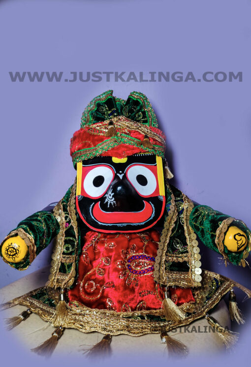 PREMIUM DRESS FOR PATITOPABAN MAHAPRABHU (RED & GREEN WELBET CLOTH) | Justkalinga.com.