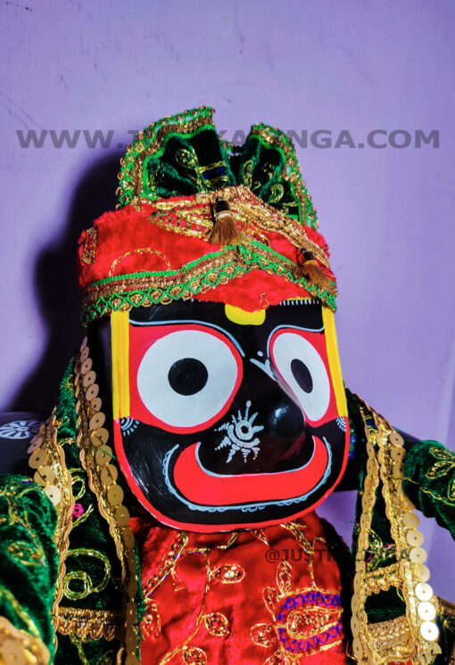 PREMIUM DRESS FOR PATITOPABAN MAHAPRABHU (RED & GREEN WELBET CLOTH) | Justkalinga.com.