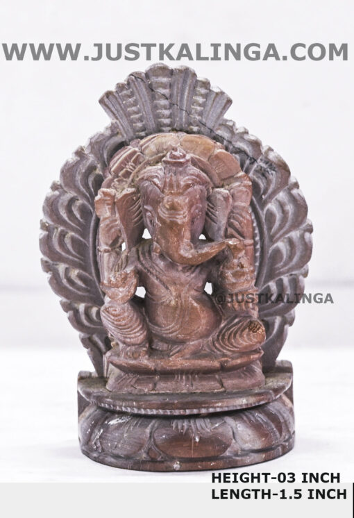 SHRI GANESH MAHAPRABHU WITH SINGHASHAN (PINKSTONE) MARBLE HEIGHT-03 INCH | Justkalinga.com.