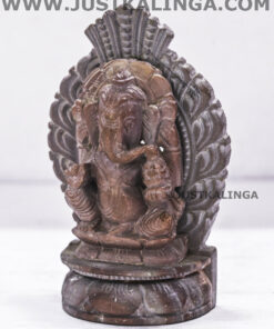 SHRI GANESH MAHAPRABHU WITH SINGHASHAN (PINKSTONE) MARBLE HEIGHT-03 INCH | Justkalinga.com.