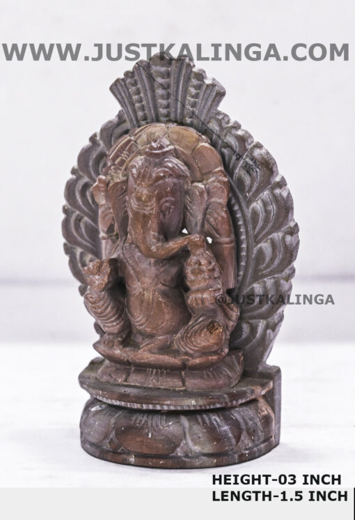 SHRI GANESH MAHAPRABHU WITH SINGHASHAN (PINKSTONE) MARBLE HEIGHT-03 INCH | Justkalinga.com.