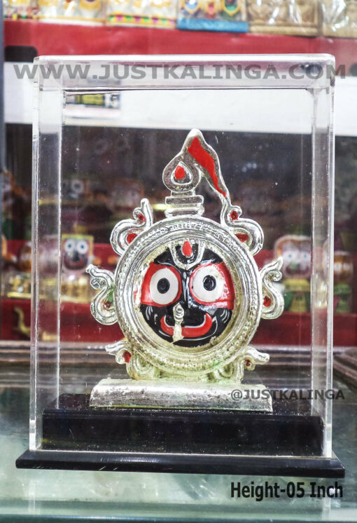 NILA CHAKAR WITH MAHAPRABHU (SILVER PLATE) GLASS FRAME | Justkalinga.com.