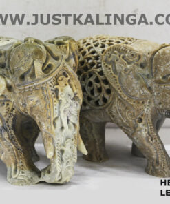 ELEPHANT PAIR CARVED DESIGN (PINKSTONE) MARBLE HEIGHT-4.5 INCH | Justkalinga.com.