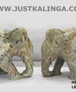 ELEPHANT PAIR CARVED DESIGN (PINKSTONE) MARBLE HEIGHT-4.5 INCH | Justkalinga.com.