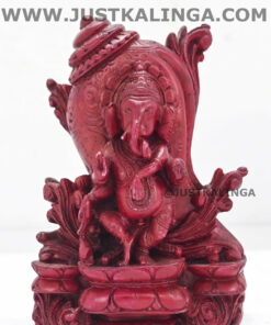 SHRI GANESH WITH SANKHA CARVED DESIGN MARBLE HEIGHT-5.5 INCH | Justkalinga.com.