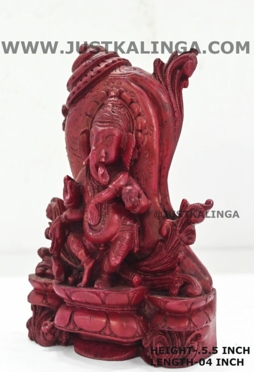 SHRI GANESH WITH SANKHA CARVED DESIGN MARBLE HEIGHT-5.5 INCH | Justkalinga.com.