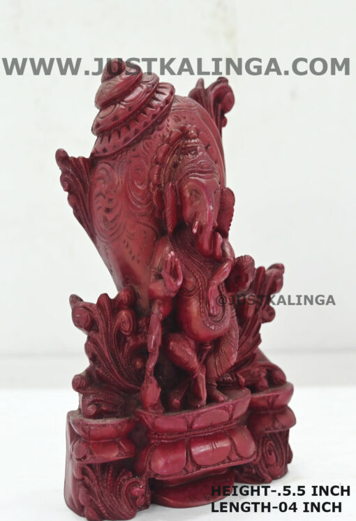 SHRI GANESH WITH SANKHA CARVED DESIGN MARBLE HEIGHT-5.5 INCH | Justkalinga.com.