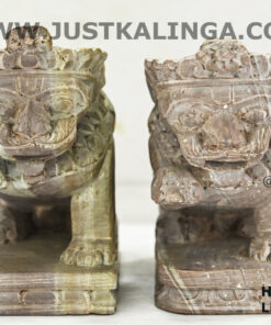 PAIR LION CARVED DESIGNED (WHITE STONE) MARBLE HEIGHT-3.5 INCH | Justkalinga.com.