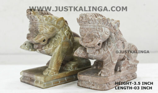 PAIR LION CARVED DESIGNED (WHITE STONE) MARBLE HEIGHT-3.5 INCH | Justkalinga.com.