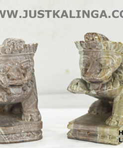 PAIR LION CARVED DESIGNED (WHITE STONE) MARBLE HEIGHT-3.5 INCH | Justkalinga.com.