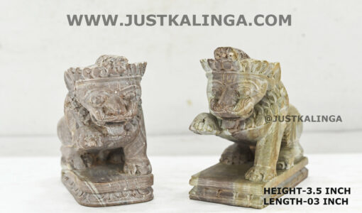 PAIR LION CARVED DESIGNED (WHITE STONE) MARBLE HEIGHT-3.5 INCH | Justkalinga.com.