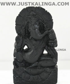 BLACK MARBLE GANESH CARVED DESIGN (BLACK STONE) MARBLE HEIGHT-04 INCH | Justkalinga.com.