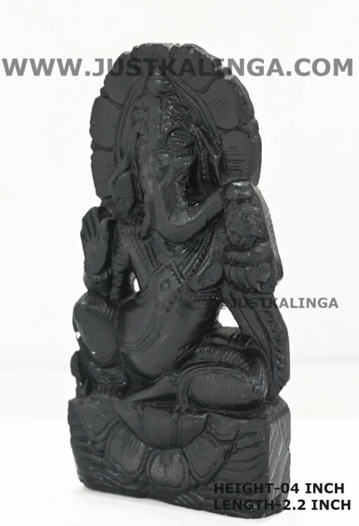 BLACK MARBLE GANESH CARVED DESIGN (BLACK STONE) MARBLE HEIGHT-04 INCH | Justkalinga.com.