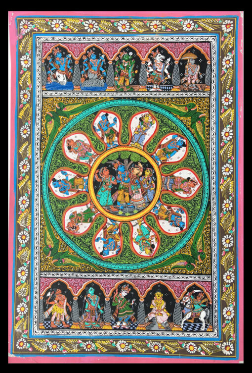 10 DIVINE EXPRESSION  & RASA LILA'S OF SUPREME LORD (PATTACHITRA:  HAND MADE  CLOTH PAINTING | Justkalinga.com.