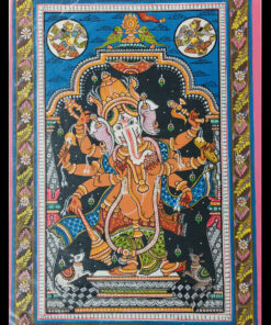 LORD GANESHA DANCING EXPRESSION (PATTACHITRA:  HAND MADE  CLOTH PAINTING | Justkalinga.com.