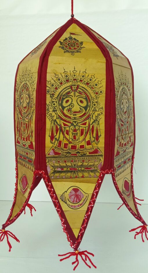 PLAM LEAF LORD JAGANNATH MAHAORABHU LAMP SHADES (THE DIVINE LIGHT)- RED | Justkalinga.com.