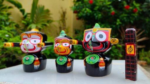 SHRI JAGANNATAH KALESWAR MAHAPRABHU WITH LOTUS STAND (BLACK EDITION)- 04 INCH SET | Justkalinga.com.