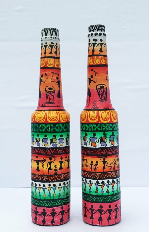 ANCIENT TRIBAL ART INSPIRING LIFE IN BOTTLES   (5000 years old ART CULTURE) -SET OF 2 NO'S | Justkalinga.com.