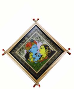 Lord Radha Krishna .  Size: 25cm*25cm : The Ancient Vedic Art of Transcending knowledge "Tala-Pata-Chitra" | Justkalinga.com.