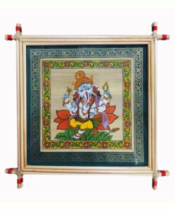 LORD GANESH.  Size: 23cm*23cm: The Ancient Vedic Art of Transcending knowledge "Tala-Pata-Chitra" | Justkalinga.com.