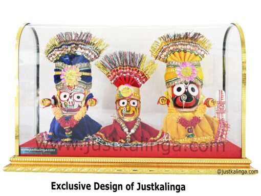 Lord Jagannath Mahaprabhu  Glass Framed " Neem Wooden Murti" SETS  25 cm | Justkalinga.com.