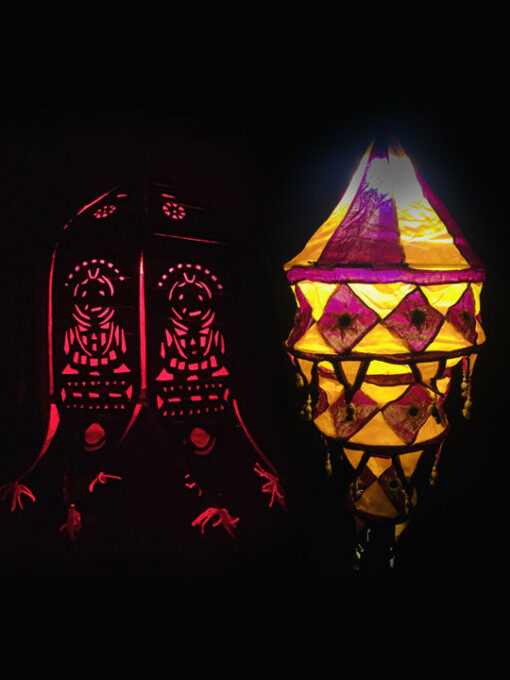 PLAM LEAF LORD JAGANNATH MAHAORABHU LAMP SHADES (THE DIVINE LIGHT)- RED | Justkalinga.com.