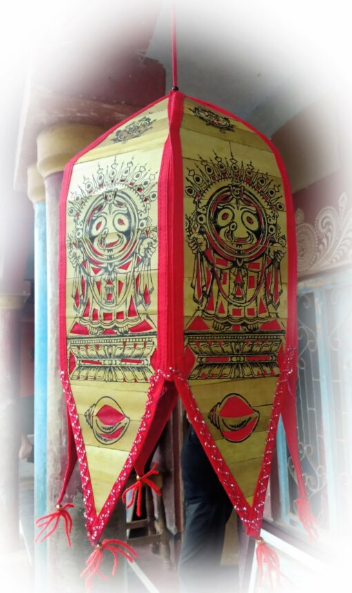 PLAM LEAF LORD JAGANNATH MAHAORABHU LAMP SHADES (THE DIVINE LIGHT)- RED | Justkalinga.com.