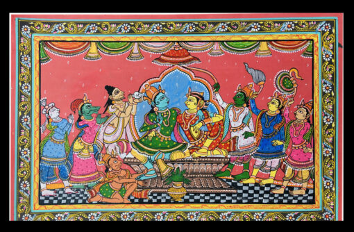 LORD RAM AVISHEKA (PATTACHITRA:  HAND MADE  CLOTH PAINTING ) | Justkalinga.com.