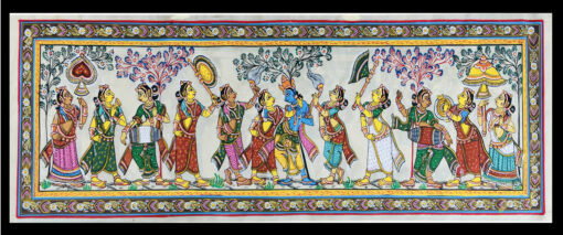 The Suprem Lord Krishna's Divine Rasa Lila -Orignal Resam hand art | Justkalinga.com.