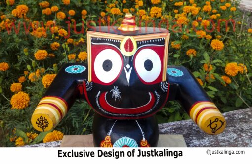 Shri Jagannath Mahaprabhu Pratitopaban ( BLACK ) "Pure Neem Wooden Deity" 08 inch | Justkalinga.com.