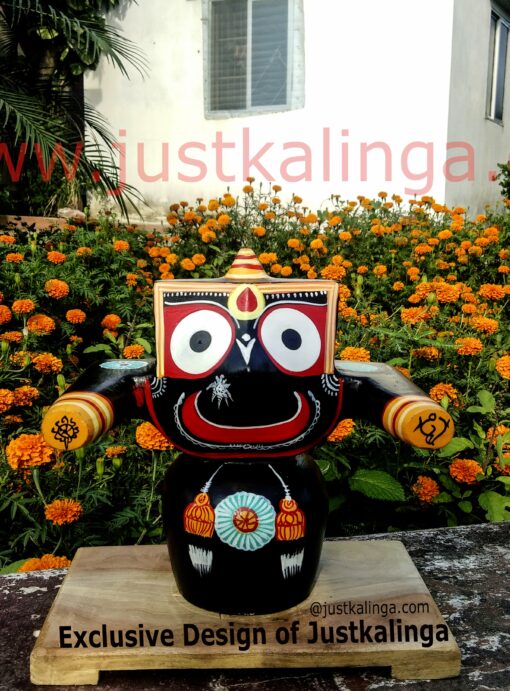 Shri Jagannath Mahaprabhu Pratitopaban ( BLACK ) "Pure Neem Wooden Deity" 08 inch | Justkalinga.com.